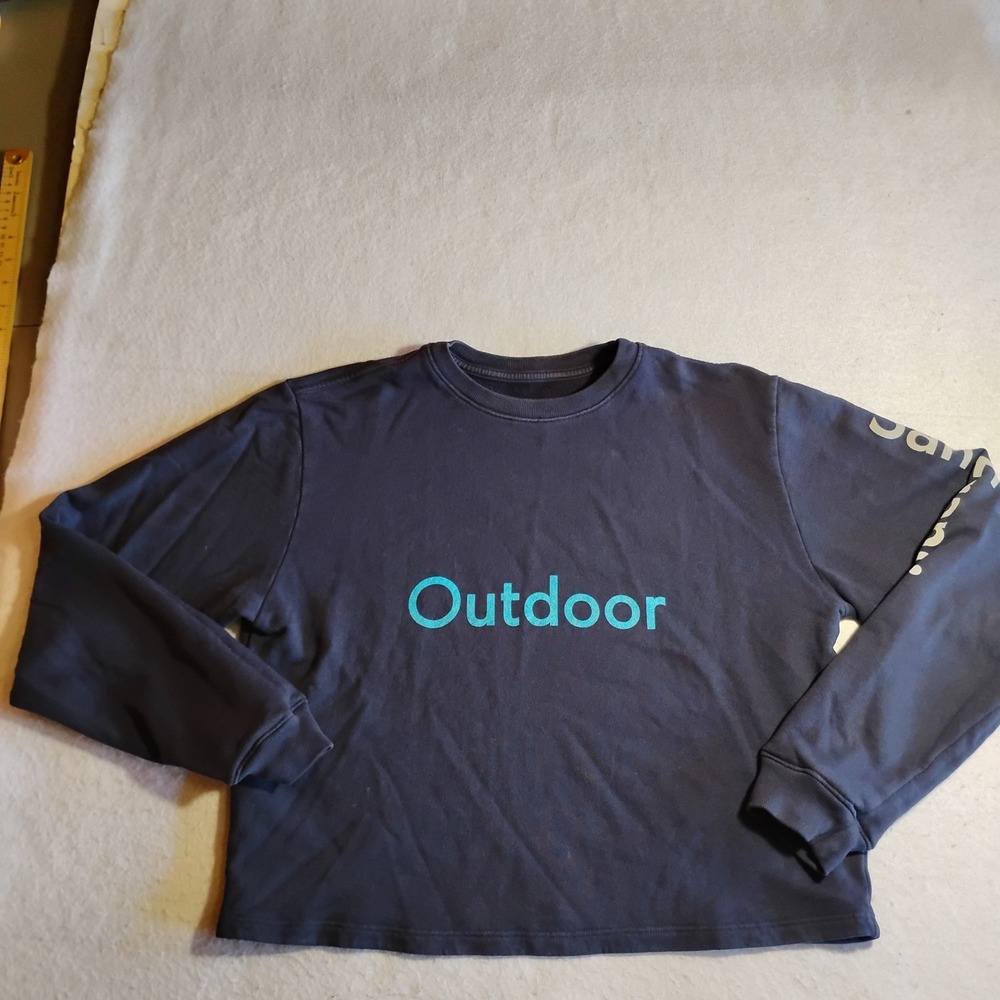 Outdoor Voices San Francisco Graphic Long Sleeve Shirt Navy Blue Women XS Cotton